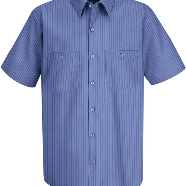 Men's Industrial Stripe Short Sleeve Work Shirt Thumbnail