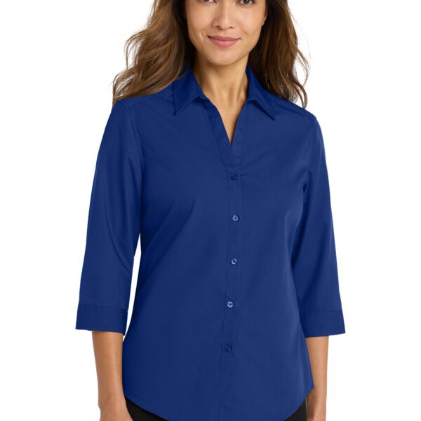 Ladies 3/4 Sleeve Carefree Poplin Shirt Thumbnail