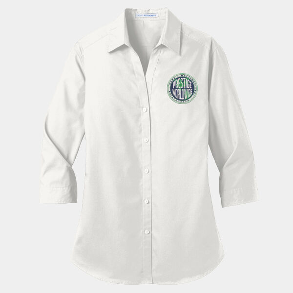 Ladies 3/4-Sleeve Carefree Poplin Shirt Thumbnail